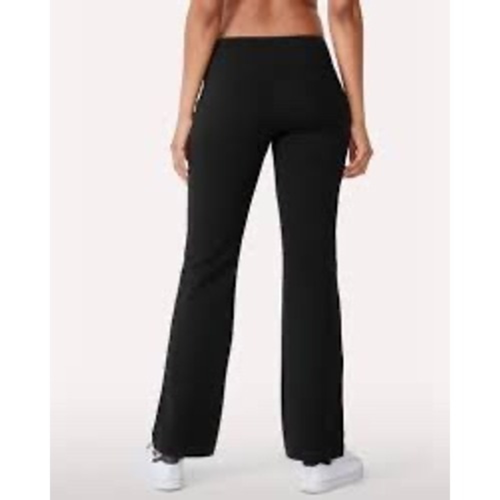 Jockey Women Black Flare Leg Yoga Pants Organic Cotton Blend XL